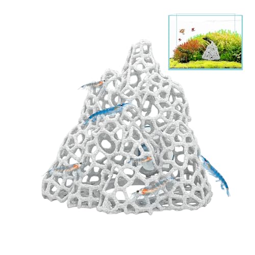 Cave with Suction Cup, Aquarium Betta Fish Hideout Habitat Decor, Stable Resting Hiding Place for Cherry Shrimp, Dwarf Shrimp, Guppy and Small Fish (White)