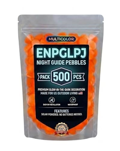 Colorful Glow in the Dark Garden Stones Night Guide Pebbles Luminous Rocks Outdoor Pathway Walkway Yard Patio Fish Tank Aquarium Stepping Decor Landscape Waterproof Solar Magical - color: Orange, size: 500pcs