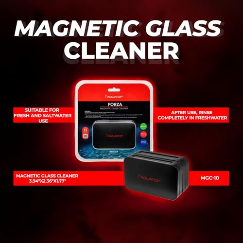 Aquatop Forza Floating Glass Cleaning Magnet 3.94 x 2.36 x 1.77 in – Suitable for 3/8-1/2 in Glass Thickness, Easy Aquarium Cleaning, MGC-10 - size: 1/2" Glass
