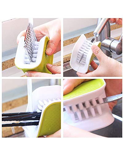 2Pcs Knife Cleaner Blade Brush Green Cutlery Cleaner Brush Bristle Scrub for Kitchen Washing Non-Slip by Lucky Shop1234 (Green, 2pcs) - color: Green, size: 2 Count (Pack of 1)