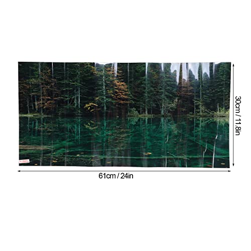 Fish Tank Background Decoration, 3D PVC Self Adhesive Wallpaper Sticker with Lake Reflection Pattern, Aquarium Background for Freshwater and Saltwater Tanks (61 * 30CM) - size: 61*30CM