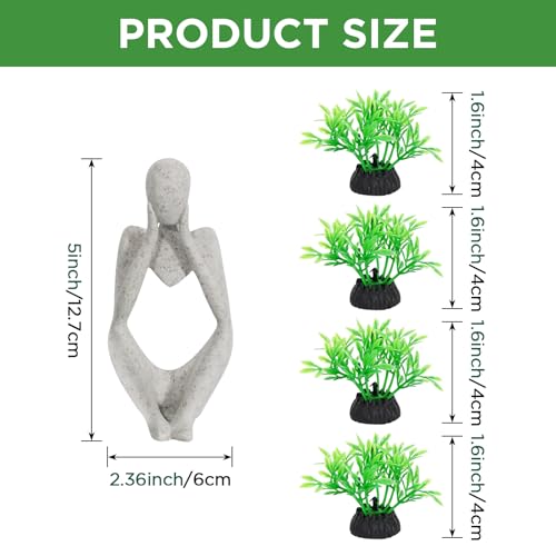 Meditation Buddha Statue Aquarium Decor with Small Plastic Grass Fish Tank Ornament for Betta, Goldfish, and Freshwater Tanks