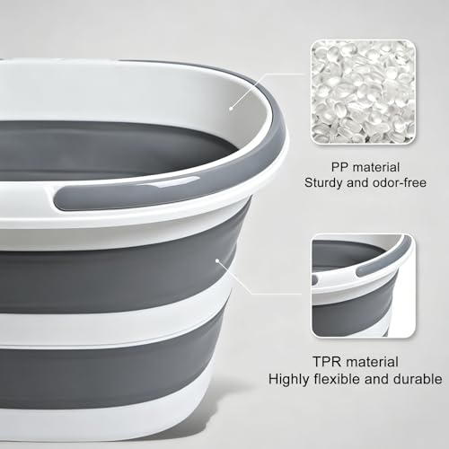 Collapsible Bucket,1.7Gallon (6.5L) Foldable Round Mop Bucket with Handle, Portable Water Pail for Household Cleaning, Car Washing, Camping, Beach, Fishing and Outdoor Storage - size: Small