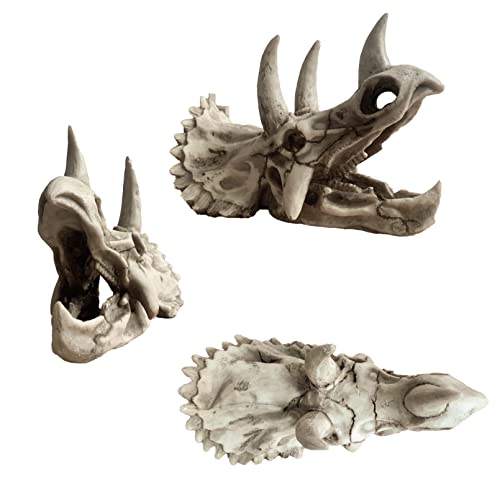 Bearded Dragon Resin Triceratops Skull Hide Decoration Reptiles Artificial Hideout Cave Landscape Tank Accessories Vines Leaves Hideaway Ornaments for Lizards Snake Gecko