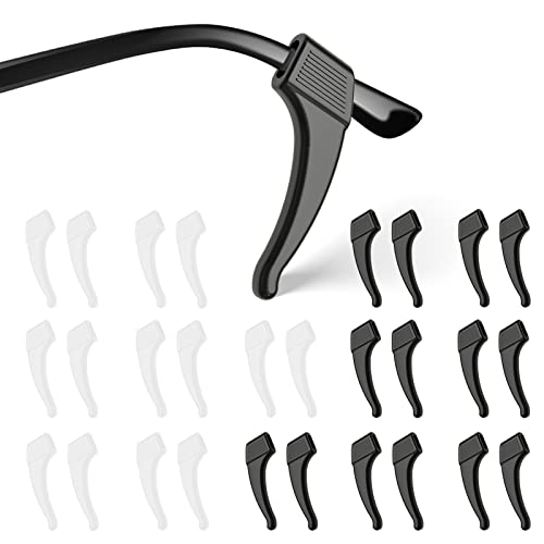 SMARTTOP 20 Pairs Anti-Slip Eyeglass Ear Grips Hook, Comfortable Silicone Elastic Eyeglasses Temple Tips Sleeve Holder-For Eyeglasses Sunglasses Spectacles Glasses Reading (10 Black&10 Clear) - color: Black & Clear