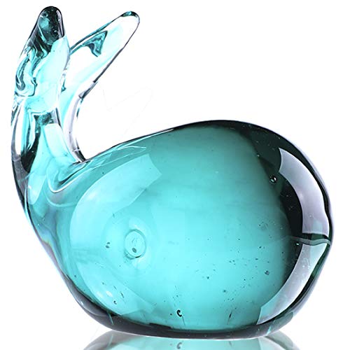 HDCRYSTALGIFTS Blown Glass Whale Figurine Collectibles 3.5'' Handmade Glass Sea Animal Paperweight Aquarium Decor Gift for Mom Women Ocean Lovers - color: Whale