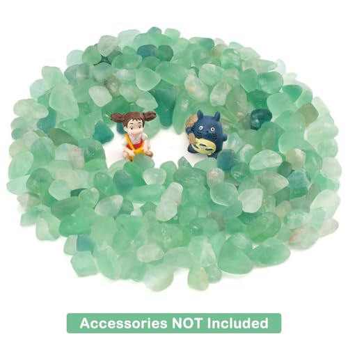WAYBER 2 Lbs/920g Natural Green Quartz Crystal Stones Irregular Aquarium Pebbles Rock Sands for Turtle Tank/Succulent Plants/Vase Decoration (Fill 2 Cups) - color: Green Fluorite, size: 2 Pounds