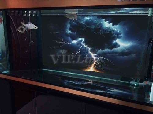 VIP. LINE Lightning Cloud Aquarium Background Poster PVC Self Adhesive Vivid Underwater Scene Decoration Landscape of Fish Tanks, Reptile Habitat Tanks (36" x 16"/ 91 x 41cm) - size: 36" x 16"/ 91 x 41cm