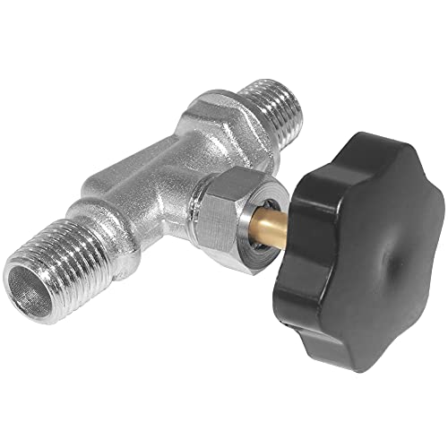 Joywayus Adjustable Needle Valve Male Thread 1/4" NPT x 1/4" NPT Brass Nickel Plated Anti-Rust Flow Control Straight Connection - size: 1/4"×1/4"