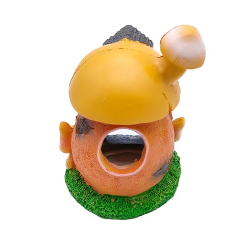 Resin Mushroom House for Aquariums, Fairy Garden Fish Tank Cave, Christmas Decorative Landscape Shelter for Turtles, Frogs, Fish, and Shrimp, Easy to Clean