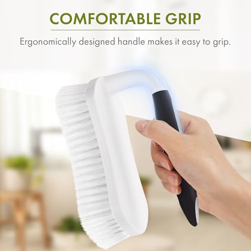 Amazer Scrub Brush for Cleaning Comfort Grip Shower Scrubber Stiff Bristles with Handle Heavy Duty Cleaner Brush for Tub Sink Carpet Floor - Pack of 2 (Black+Black) - color: Black+black