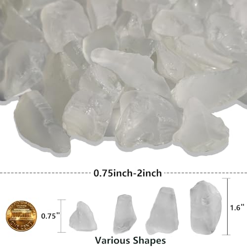 QYGL Sea Glass Block - 1LB White Frosted Sea Glass - Vase Filler and Aquarium Ornament, DIY Craft Supplies for Art, Sea Glass Decor, Beach Weddings, and Home Decor - color: White
