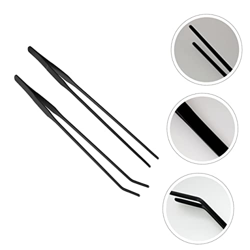 Happyyami 2pcs Aquarium Cleaning Tool Set Tweezers for Fish Tank Maintenance Includes Straight and Curved Design for Aquatic Plants and Landscaping Supplies