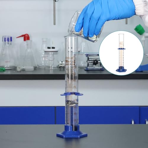 stonylab Graduated Cylinder, Laboratory Borosilicate Glass Graduated Measuring Cylinder with Plastic Hexagonal Base and Protective Collar, 100 ml - size: 100 ml