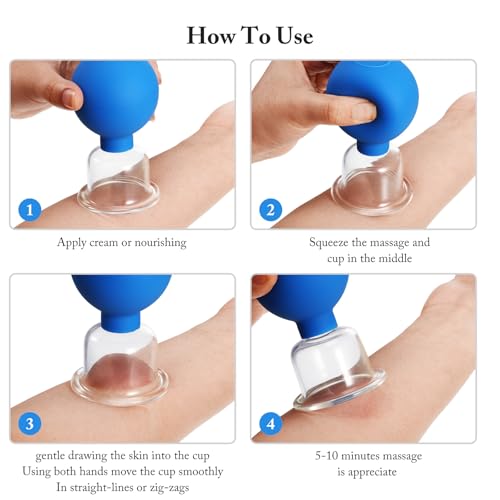 BBTO 4 Pcs Glass Facial Cupping Set Silicone Vacuum Suction Massage Cups Skin Tightening Therapy for Face Body Eyes Back Shoulder Pain(Multicolor) - color: Multicolor