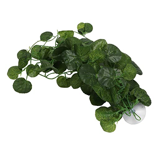 Tall Fish Tank Plant for Reptiles,Leopard Gecko Tank Plants Reptile for Terrarium, Silk Aquarium Plants for Betta Fish (Green Shell)