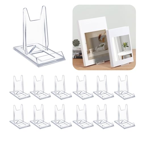 12 Pack Clear Acrylic Adjustable Desktop Book Stand & Display Easel for Tablet Phone Clutch Bag Plate Artwork Magazine Picture Comic Album CD Postcard - Home Office Back to School