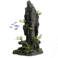 14.4" Tall Aquarium Cave Decor, Large Resin Mountain Hideout with Artificial Plants, Rock Shelter for Betta & Cichlid, Landscape Ornament for 20-40 Gallon Freshwater & Saltwater Tank