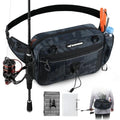 KastKing BaitSpace Waist Bag – Waterproof Tackle Storage Bag With Adjustable Belt, Fishing Fanny Pack for Men, Soft Bait Organizer, 3600 Utility Box, Rod Holder, Nylon - color: Blue Camo