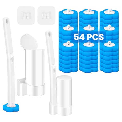 Disposable Toilet Brush, Toilet Wand Refills, Extended Handle with 54 Cleaner Refills Toilet Brush for Toilet Bowl Cleaners, Bathroom Cleaning(2-Set) - size: 2 Brush+54 Refills