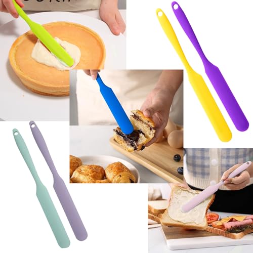 8 Pack Small Silicone Spatulas Bulk,Heat Resistant Kitchen Tools for Baking, Cake Icing, Resin Craft Long Handle Jar Scraper Ideal for Hard Wax Inclined Waxing Stick 8 Vibrant Colors