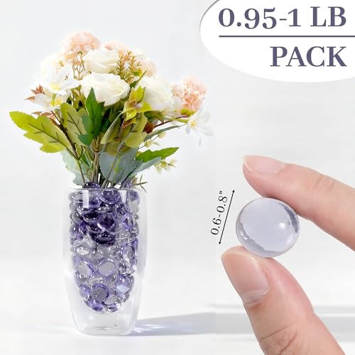 Purple Flat Glass Marbles, 0.97 lb Transparent Vase Filler Pebbles Gems, Decorative Glass Beads for Vases, Crafts, Floral, Mancala Stones, Aquarium Rocks for Fish Tank, Approx.0.6"-0.8" - color: Purple