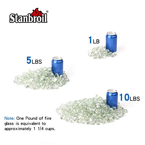 Stanbroil 10-Pound Fire Glass Diamonds - 1/2 inch Luster Fire Glass for Fireplace Fire Pit and Landscaping, Crystal Ice Luster - color: Crystal Ice Luster