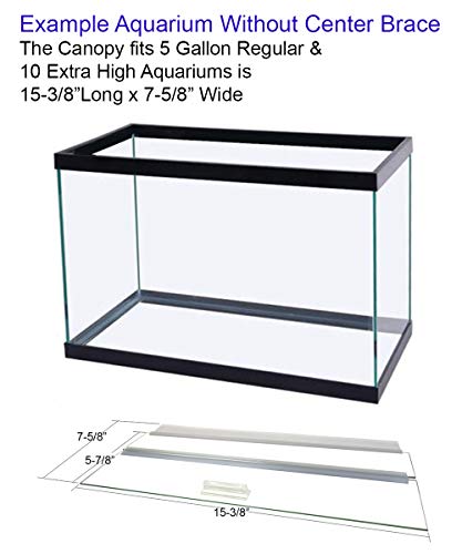 Single Piece Glass Canopy for 5 Gallon Aquariums, AM31608, 16" Long x 8" Wide Aquariums with No Center Brace