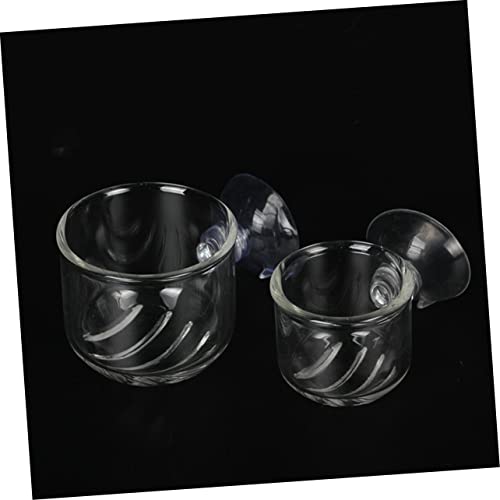 BESPORTBLE 2-piece Glass Feeding Cup for Fresh Saltwater Aquariums Fish Feeder Suction Cup Ideal for Brine Shrimp Eggs Aquarium Equipment Supplies Size s