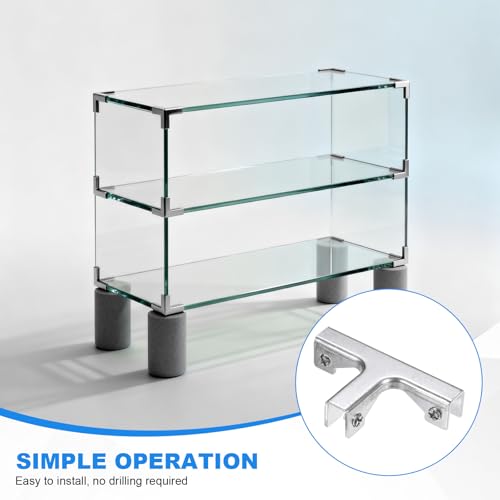 M METERXITY Glass Fixing Clip (8-10mm) 8 PCS - Aluminum Alloy T-Shaped Glass Combination Fixing Bracket & Reinforced Clip Clamp Accessories, Apply to DIY Display Cabinet/Fish Tank - size: 8-10mm