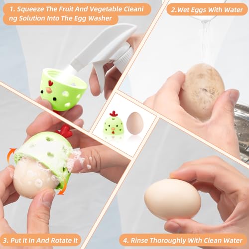 Silicone Egg Brush Cleaner, Egg Washer for Fresh Eggs, Egg Cleaner for Fresh Eggs, Egg Scrubber for Fresh Eggs, Reusable Cleaning Tools for Egg Washer (Green) - color: Green
