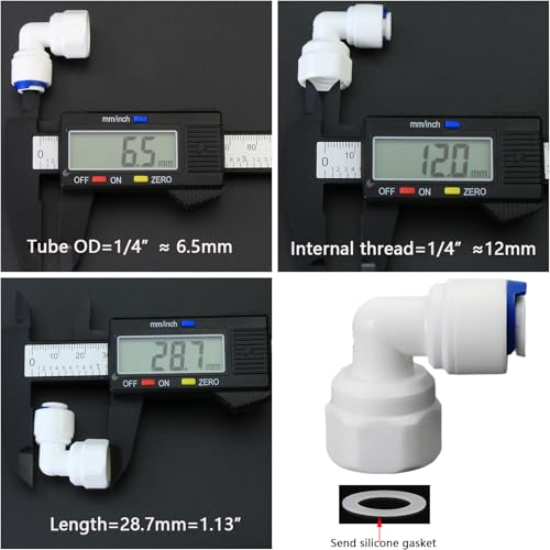 1/4"F to 1/4" Tube Elbow Push-Fit Adapter, 5 Pcs | Quick-connect adapter for RO reverse osmosis water filter systems, beverage dispensers & water purifiers. - size: 1/4"FPT to 1/4" QC Elbow Adapter