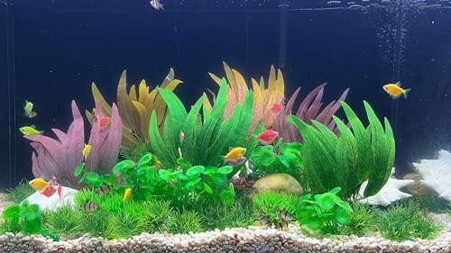 2Pcs Artificial Aquatic Plants Set - Lifelike Silk Fabric Leaves for Aquarium Decoration, Easy to Maintain, Vibrant Underwater Garden (Red) - color: Red