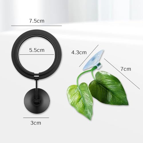Betta Fish Toys Interactive Betta Ring and Leaf Hammocks Small Tank Accessories Feeding Spot and Resting Bed Breeding Ground Black Circle Fish Feeder with Suction Cups for Aquariums