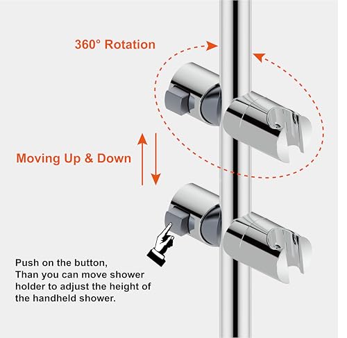 Shower Head Holder for Slide Bar Adjustable Hand Shower Holder Bracket for Slide Bar, Slider Clamp Bathroom Replacement,360 Degree Rotation Sprayer Holder, Polished Chrome Finish - color: Polished Chrome