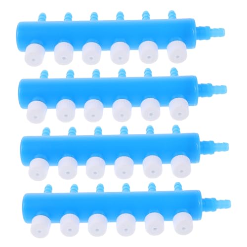 GANAZONO 4pcs Way Aquarium Air Pump Splitter with Control Valve Plastic Fish Tank Air Flow Distributor Easy Installation for Efficient Oxygen Distribution