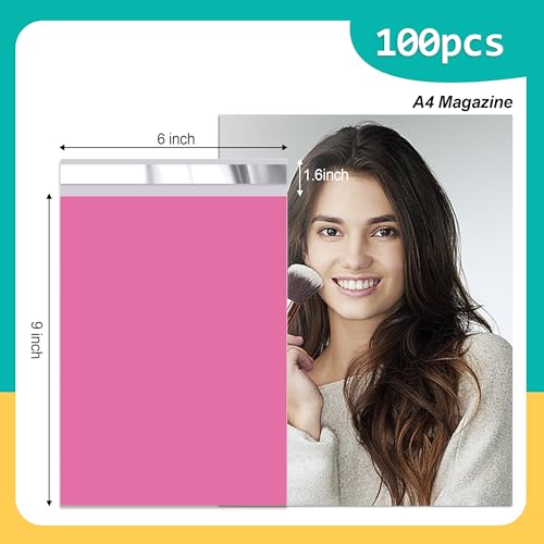 Poly Mailers 6x9 Inch 100 Pcs - Pink Waterproof Shipping Envelopes for Small Business with Tear Resistance and Self-Sealing Feature - Ideal Packaging Bags for Mailing, Shipping, and More - color: Pink, size: 6x9 Inch 100 Pcs