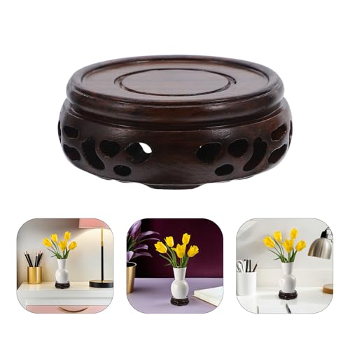 Wooden Display Stand Small round Vase Riser Pedestal Blackwood Base 5cm Diameter 2.5cm Height Stable Home Decor for Teapot Aquarium Fish Bowl