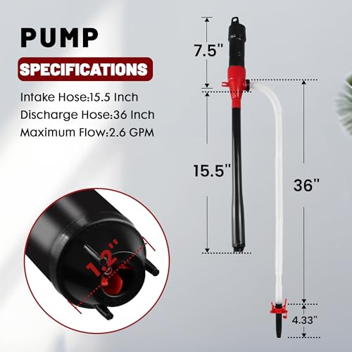 Fuel Transfer Pump Battery Powered - Portable Gas Pump With Clip - Red