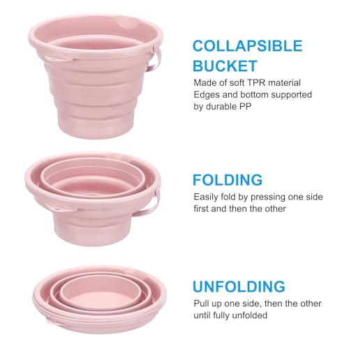 PATIKIL Collapsible Bucket 10L/2.6Gallon, Small Foldable Bucket Portable Plastic Round Tub for House Cleaning Car Washing Camping Fishing, Light Pink - color: Nordic Pink, size: 10L/2.6Gallon