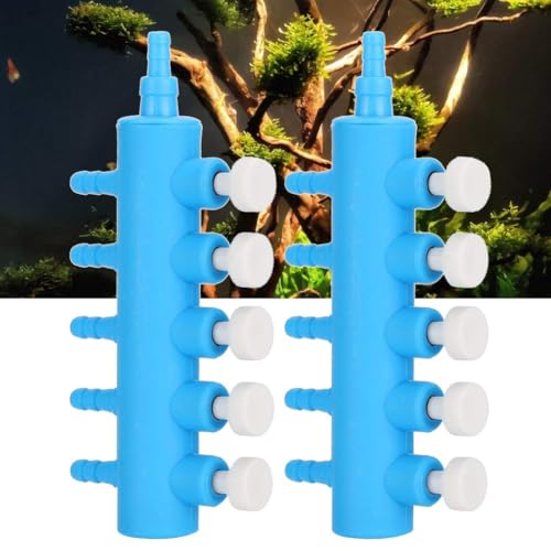 Fishtank Air Splitter, 2pcs Aquarium Air Flowing Control Lever Valve Pipe Distributor Aquarium Oxygen Pump Adapter Accessory Air Flow Splitter Pump Lever Control Valve for Aquarium Fish Tank(5 Way)