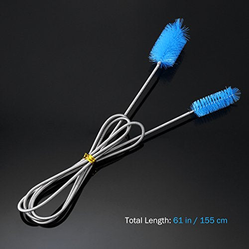 UEETEK Stainless Flexible Cleaning Brush Double Ended Canister Filter Tube Hose Pipe Clean for Fish Tank Aquarium (Sky Blue)