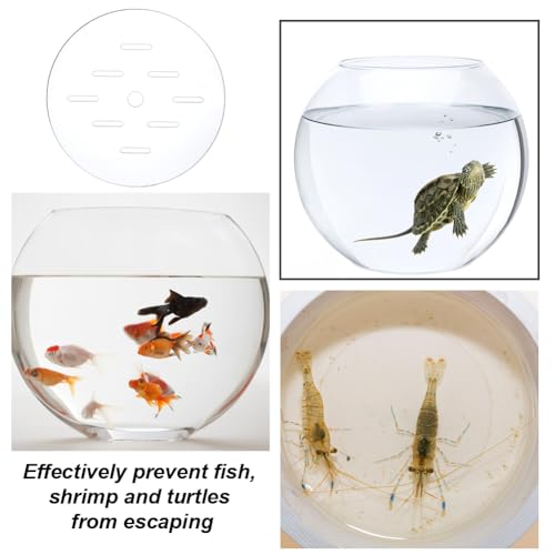 Acrylic Round Aquarium Lid Cover Anti - Jumping Fish Tank Top Cover with Holes Reptile Tank Lids Aquarium Canopy for Preventing Escape Protect Fish Turtles from Birds Cats (Diameter 7.8")