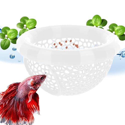 Floating Betta Hammock and Feeding Ring, Aquarium Beta Hideout, Cave, Bed, Resting Spot, Betta Fish Toys and Decor - color: Round-White