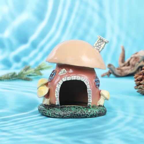GORGECRAFT Fish Tank Mushroom House PVC Aquarium Betta Hideout Spawning Caves Landscape Decoration Cottage Ornament Accessories for Shrimp Reptiles Turtle Gecko Lizard Bearded Dragon