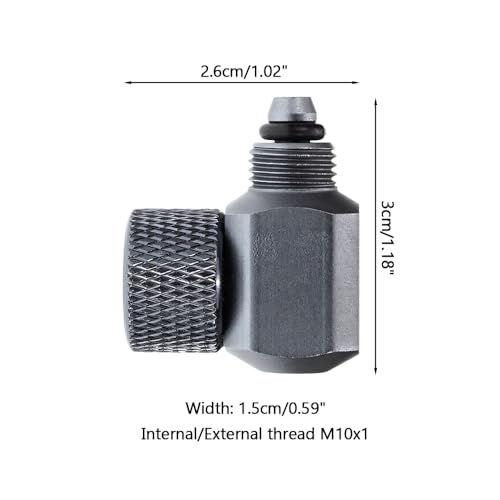 CO2 Check Valve, Aluminum Elbow Adapter for Aquarium CO2 Systems, Avoids Backflow into Regulators, M10x1 Male/Female Thread, Fits 6x4mm Tubing, Adjustment Flow - size: 90-degree adapter LT-6