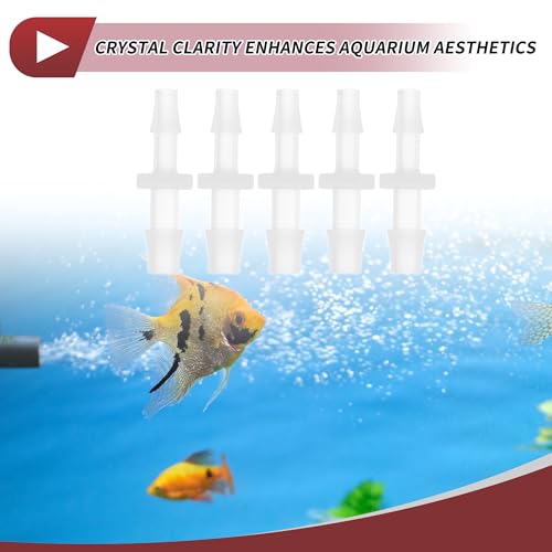 5 Pcs Aquarium Plastic Hose Barb Fitting 3/16" to 1/4" Hose ID Connectors Clear Plastic - size: 3/16"-1/4"