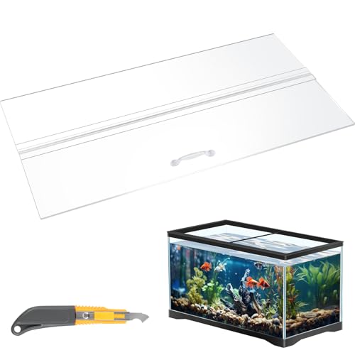 Sieral Aquarium Polycarbonate Canopy Set 15.37 x 7.63 x 0.12 Inch for 5 Gallon Without Center Brace Aquariums Cover Fish Tank Lid with a Hook Knife, Clear - color: Clear, size: 16 x 8 Inch