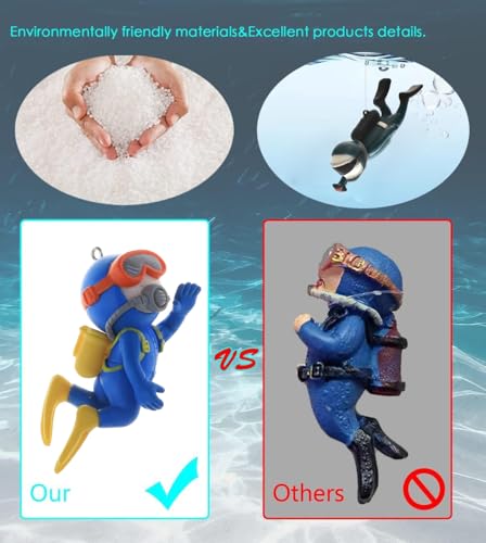 2-Pack Cute Little Diver Fish Tank Decorations Aquarium Decoration Floating Aquarium Accessories Fish Playmate for Fish Tank Suitable for All Kinds of Fish and Fish Tanks Swimming Pool - color: Blue&blackish Green
