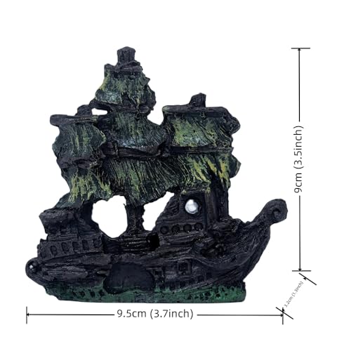 Aquarium Decorations Ornament Small Sailboat Pirate Ship Glass Fish Tank Decoration Fish Shelter Freshwater Saltwater Decor